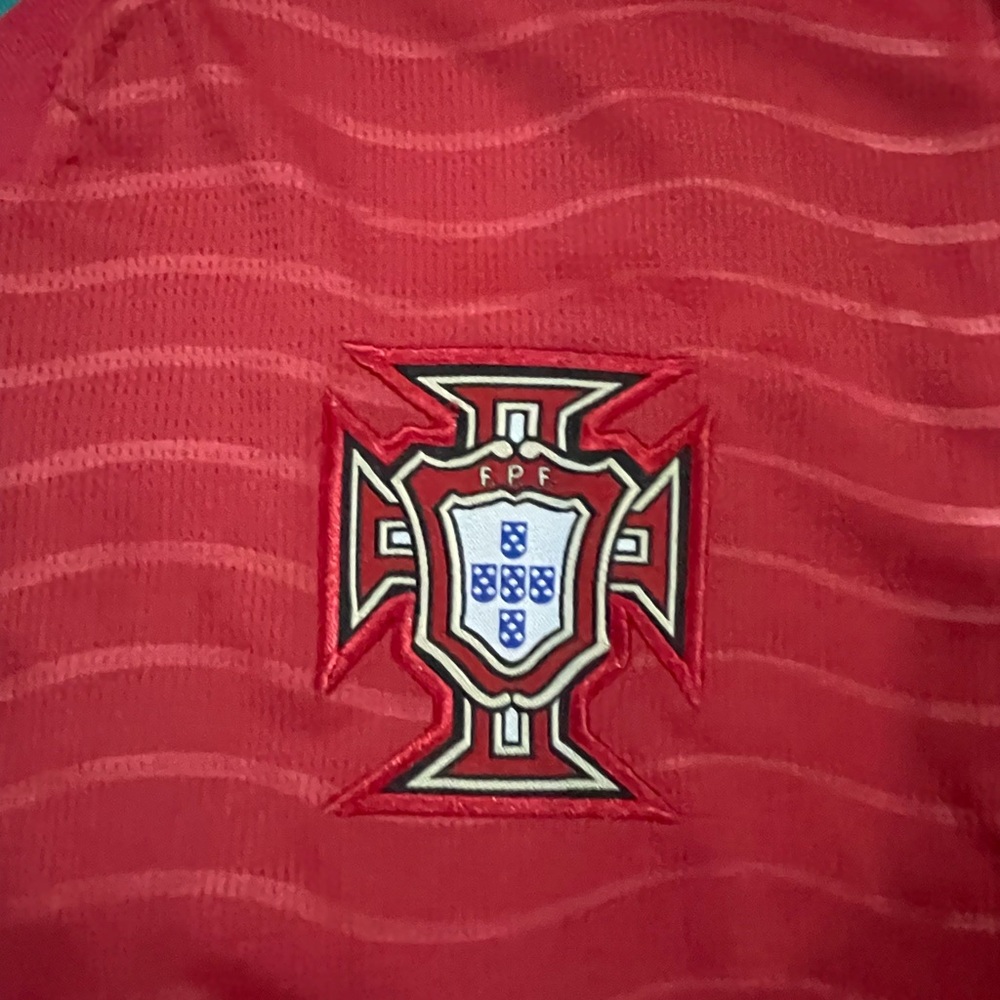 Puma Red Portugal Soccer Jersey with Green Trim and White Accents - Picture 3 of 11